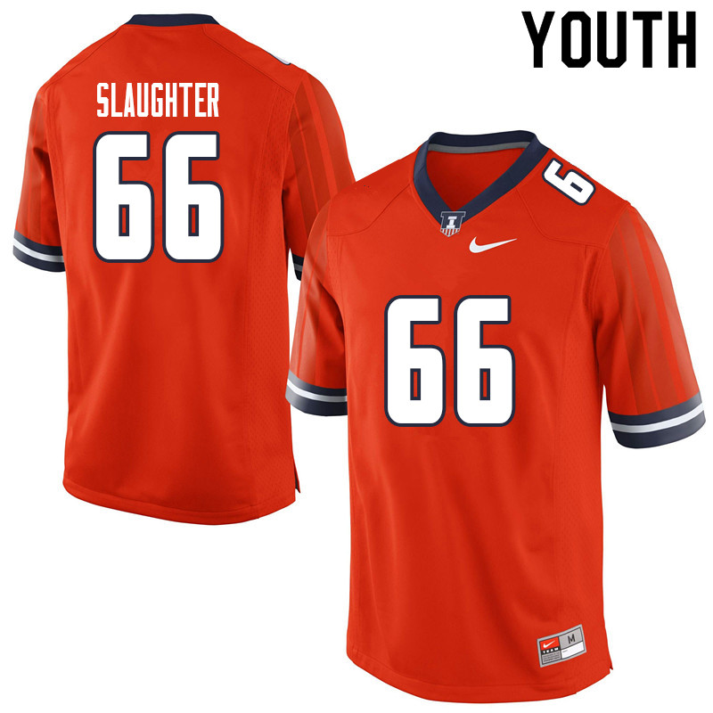 Youth #66 Jordyn Slaughter Illinois Fighting Illini College Football Jerseys Sale-Orange